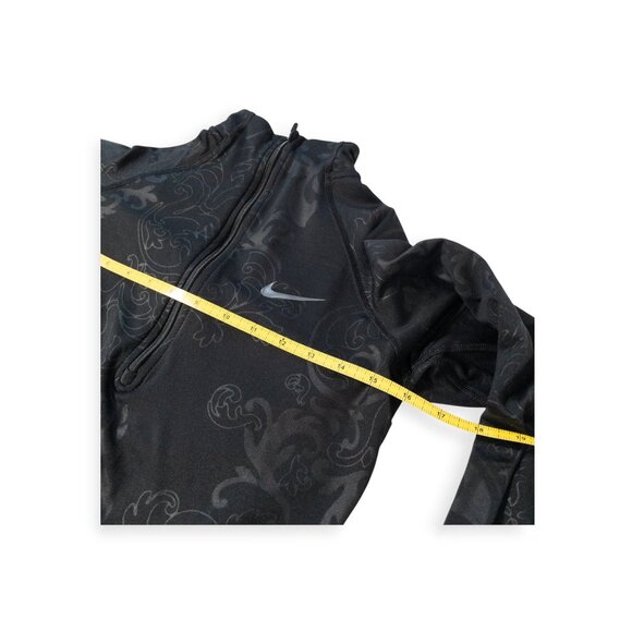 Nike Pro Dri Fit Quarter Zip Up Black Royal Print SZ XS Long Sleeve Shirt - Picture 5 of 7